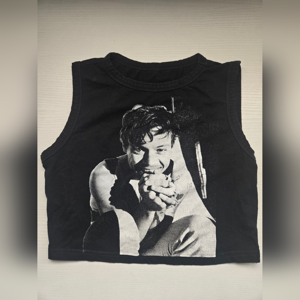 Womens Black Sleeveless Crop Top Harry Styles